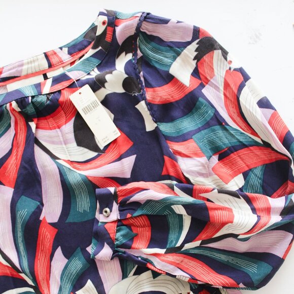 Anthropologie x Meave Cheyenne Peplum Birds Print Blouse - Size Small NEW NWT - Picture 2 of 5